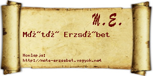 Máté Erzsébet névjegykártya